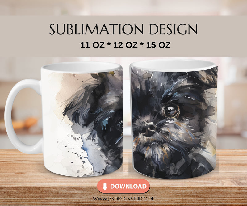 Hund Affenpinscher - Druckvorlage für Tassen Sublimation - JSKDesignStudio 