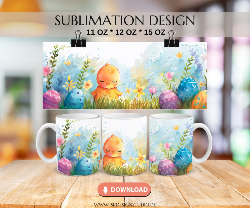 Ostern Frühling Druckvorlage für Tassen Sublimation - JSKDesignStudio 