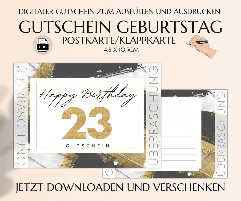 23. Geburtstag Gutschein Vorlage - JSKDesignStudio 
