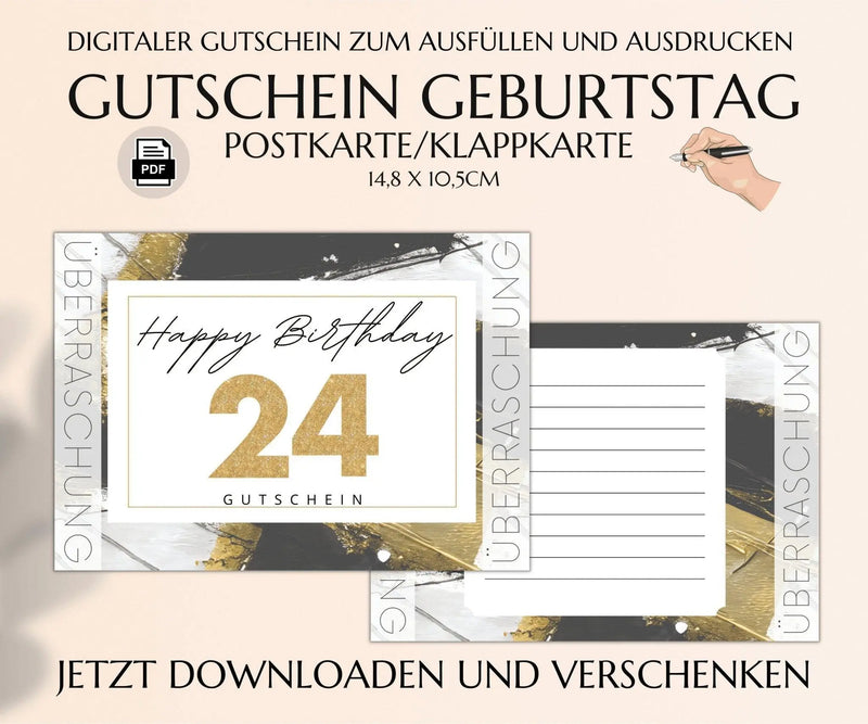 24. Geburtstag Gutschein Vorlage - JSKDesignStudio 