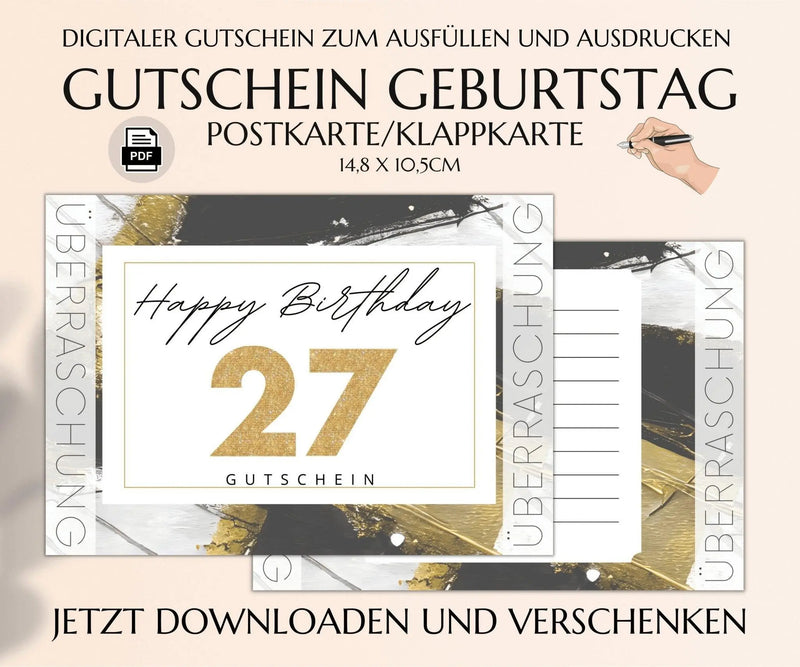 27. Geburtstag Gutschein Vorlage - JSKDesignStudio 