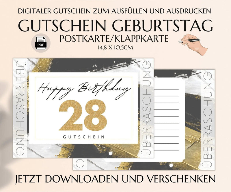 28. Geburtstag Gutschein Vorlage - JSKDesignStudio 