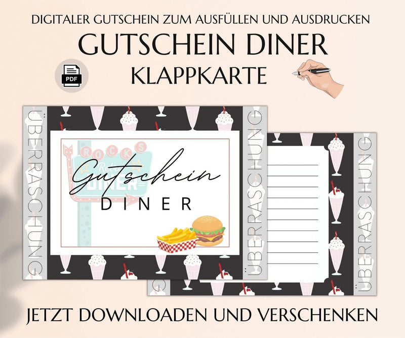 50s American Diner Gutschein Vorlage - JSKDesignStudio 