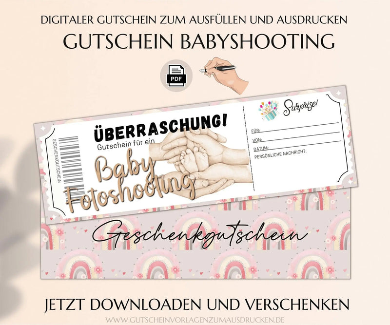 Baby Fotoshooting Gutschein Vorlage - JSKDesignStudio 