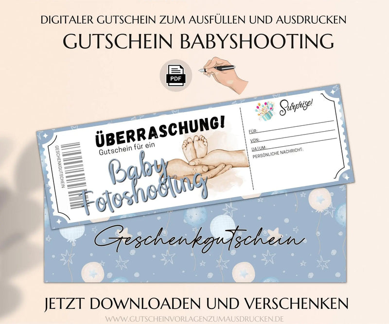 Baby Fotoshooting Gutschein Vorlage - JSKDesignStudio 