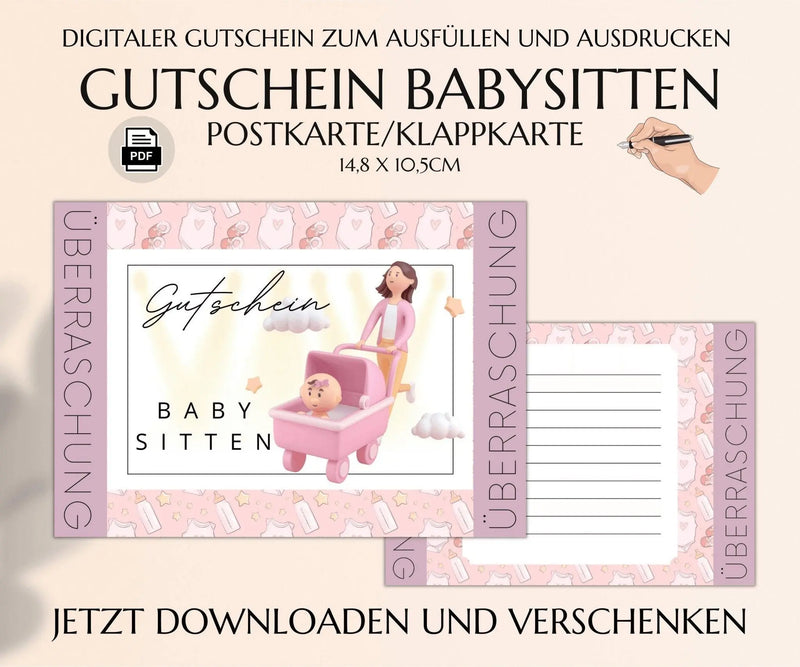 Babysitting Gutschein Vorlage - JSKDesignStudio 