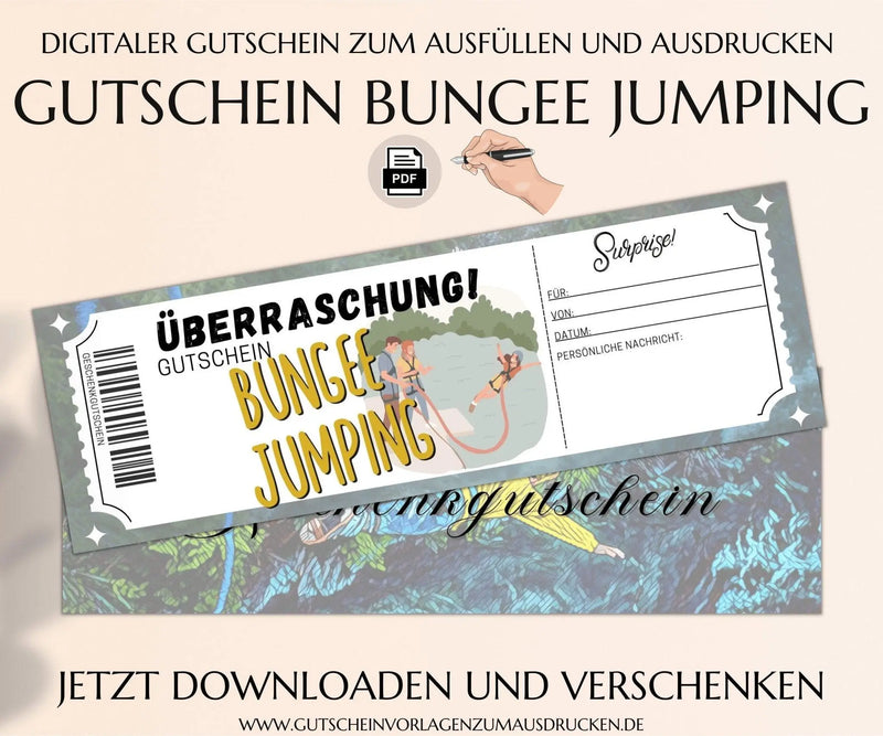Bungee Jumping Gutschein Vorlage - JSKDesignStudio 