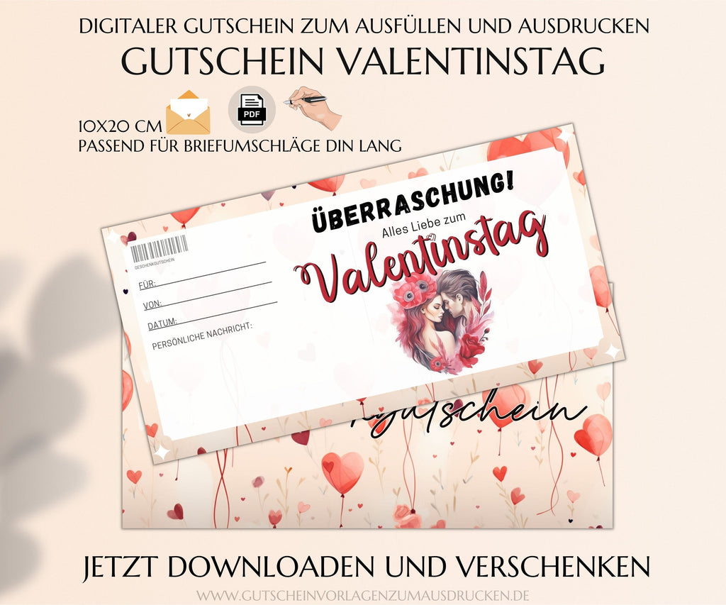 Gutschein Valentinstag Vorlage - JSKDesignStudio 