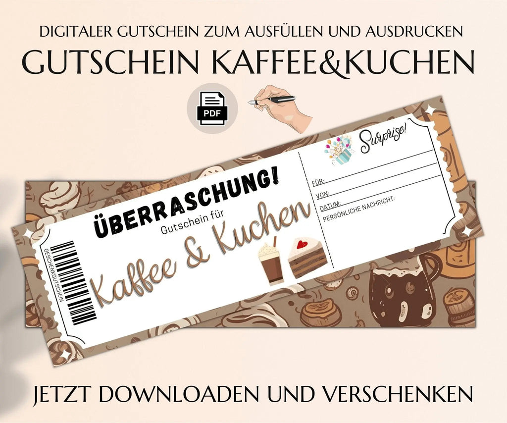 Kaffee und Kuchen Gutschein Vorlage - JSKDesignStudio 