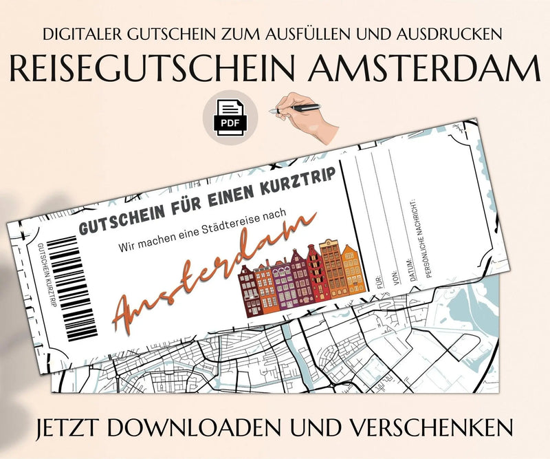Kurztrip nach Amsterdam Gutschein Vorlage - JSKDesignStudio 