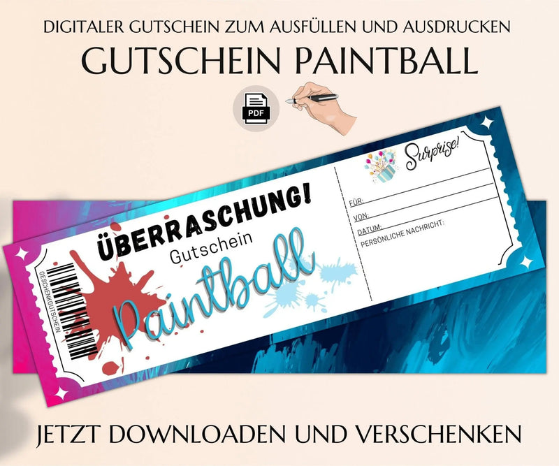 Paintballgutschein | Paintball - Gutschein Vorlage zum Ausdrucken | JSK145 - JSKDesignStudio 
