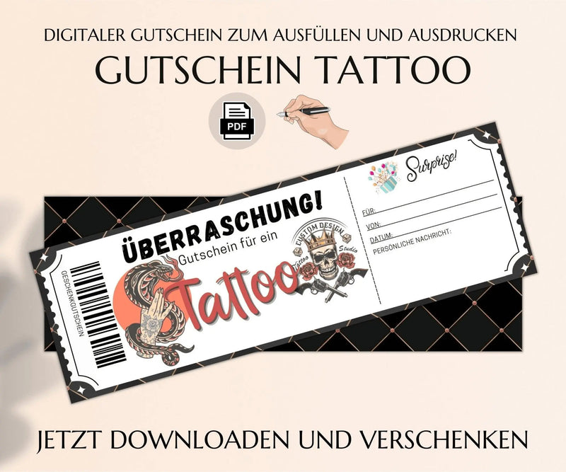 Gutschein für ein Tattoo Vorlage - JSKDesignStudio 