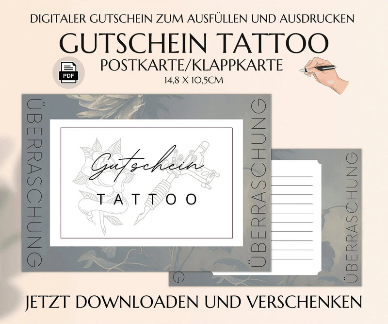 Gutschein für ein Tattoo Vorlage zum Ausdrucken - JSKDesignStudio 