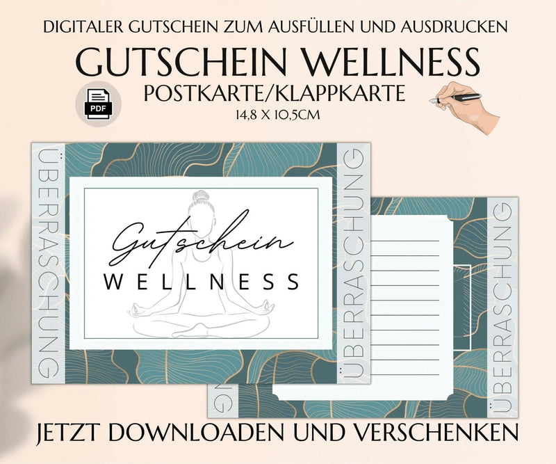 Wellness Gutschein Vorlage | Klappkarte zum Ausdrucken | JSK124 - JSKDesignStudio 